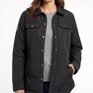 ROOTS 73 Black Quilted Shirt Jacket Shacket Women's Medium "Feminine Fit" EUC